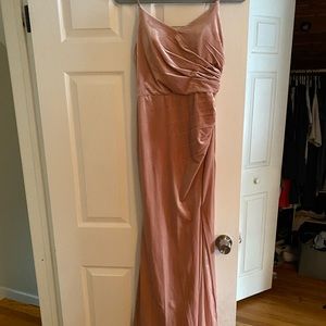 Never worn - Pink/nude velvet formal dress- built in chest pads